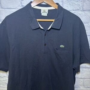 LACOSTE Mens Polo Shirt Size 8 3XL Navy Blue Cotton Quiet Luxury Golf Career